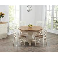 Torino Oak & Cream Extending Pedestal Dining Table with Cavendish Chairs