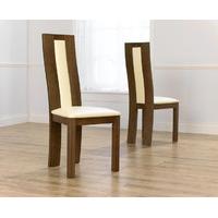 toronto dark solid oak cream dining chairs pair