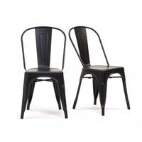 Tolix Industrial Style Black Dining Chairs (Pair)