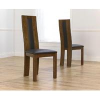 toronto dark solid oak brown dining chairs pair