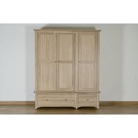 toulouse oak wardrobe triple with drawer