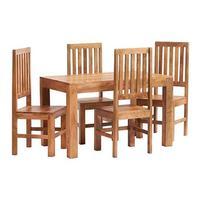 Toko Light Mango 120cm Dining Set with 4 Wooden Chairs, Natural