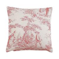 toile de jouy cushion antique pink cotton