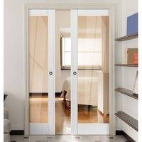 tobago white double pocket doors clear glass