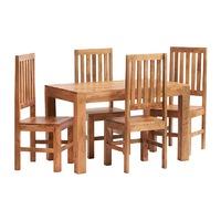Toko Light Mango 120cm Dining Set with 4 Wooden Chairs