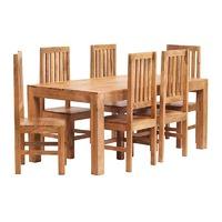 Toko Light Mango 180cm Dining Set with 6 Wooden Chairs