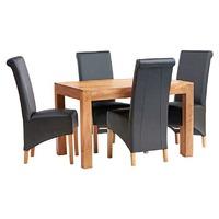 Toko Light Mango 120cm Dining Set with 4 Leather Chairs