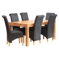 Toko Light Mango 180cm Dining Set with 6 Leather Chairs