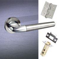 toulon mediterranean lever on rose satin nickel polished chrome handle ...