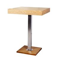 Topaz Bar Table Square In Oak And Stainless Steel Support