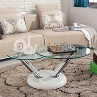 Tokyo Rotating Glass Coffee Table With White Leatherette Base