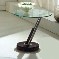 Tokyo Clear Glass Top Lamp Table In Brown