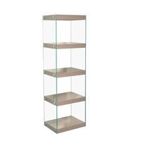 torino large display stand in glass with mink grey gloss shelves