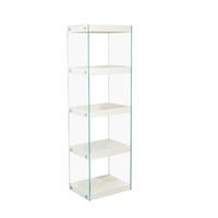 Torino Large Display Stand In Glass With White Gloss Shelves