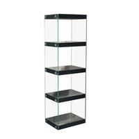 Torino Large Display Stand In Glass With Black Gloss Shelves