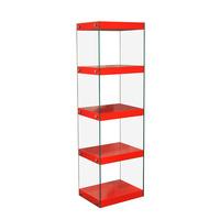 Torino Large Display Stand In Glass With Red Gloss Shelves