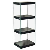 torino medium display stand in glass with black gloss shelves