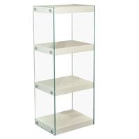 torino medium display stand in glass with white gloss shelves