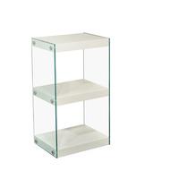 torino small display stand in glass with white gloss shelves