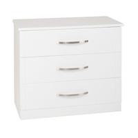 torino 3 drawer chest in high gloss white