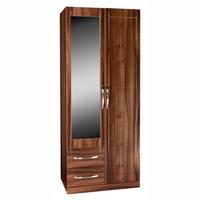 Torino Combi Robe in High Gloss Walnut With Mirror