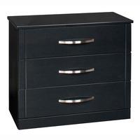 torino 3 drawer chest in high gloss black