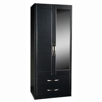 Torino 2Door 2Drawer Robe in High Gloss Black With Mirror