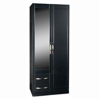 torino combi robe in high gloss black with mirror