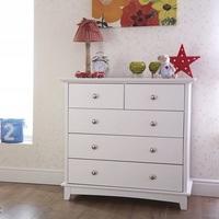 Tornado Wooden Chest Of Drawers In White With 3+2 Drawers