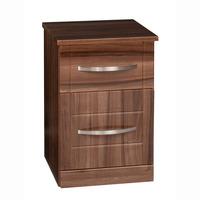 Torino Bedside Cabinet in High Gloss Walnut