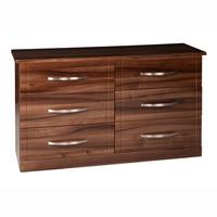 torino 6 drawers chest in high gloss walnut