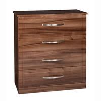 Torino 4 Drawer Wider Chest in High Gloss Walnut