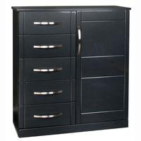 torino 5 drawer combi chest in high gloss black