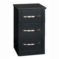 torino 3 drawer bedside cabinet in high gloss black