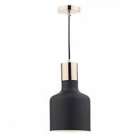 tot0122 toto 1 light pendant light in matt black with copper finish