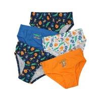 Toddler boy cotton jungle animal print elasticated waist multipack five pairs of briefs - Multicolour