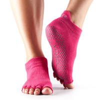 toesox half toe low rise grip socks fuchsia m