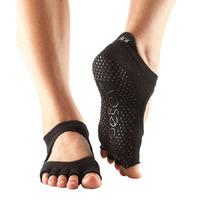 ToeSox Half Toe Bellarina Grip Socks - Black, M