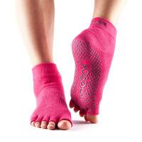 ToeSox Half Toe Ankle Grip Socks - Fuchsia, M