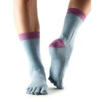 ToeSox Full Toe Casual Crew Socks - Grey, S