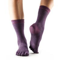 ToeSox Full Toe Casual Crew Socks - Purple, M