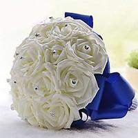 Top Quality Cream And Elegant Hand Made Decorative Artificial Crystal Beaded Flower Bride Vestidos Wedding Bouquets