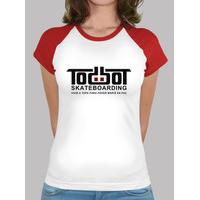 todbot skate logo red sleeveless white woman