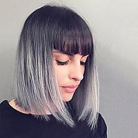 top quality bob style ombre grey wig synthetic hair wig short straight ...