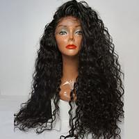 Top Quality Fiber Loose Curly Wigs Synthetic Lace Front Wigs 180% Density Black Color Heat Resistant Synthetic Hair Wigs