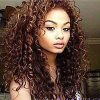 top quality light brown curly wig long synthetic wig low price sale