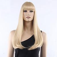Top Grade Low Price Blonde Long Straight With Full Bang Synthetic Wig