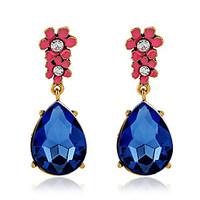 top quality fashion luxury 2016 flower earring blue crystal water drop ...