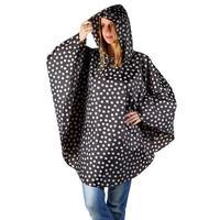 totes Fabric Poncho with Pocket Cream & Charcoal Painted Dot