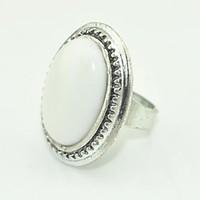 Toonykelly Vintage Look Antique Silver Female Natural White Stone Adjustable Ring(1pcs)